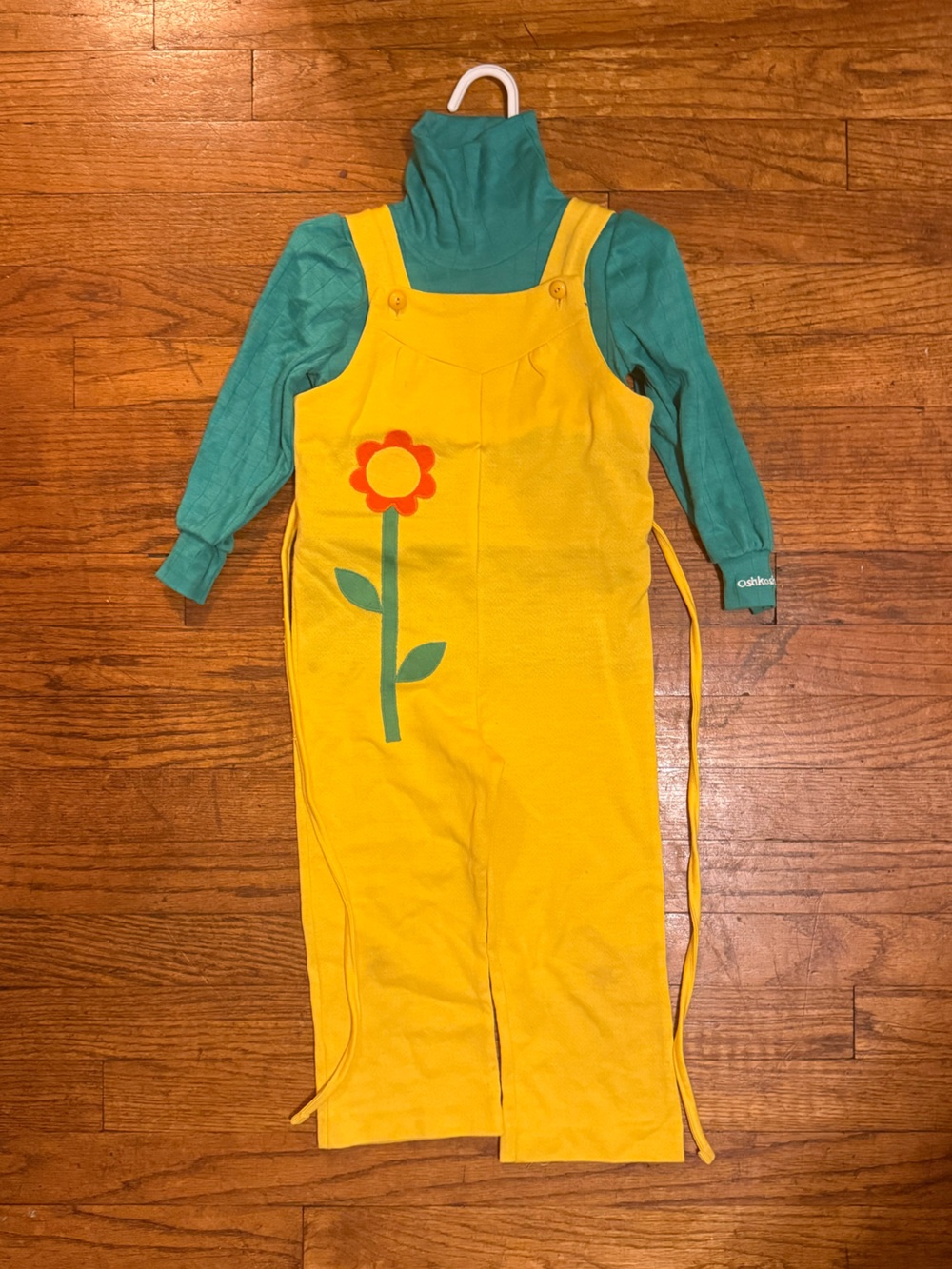 70s Kids Yellow Flower Overalls with Green Top - OshKosh B'gosh
